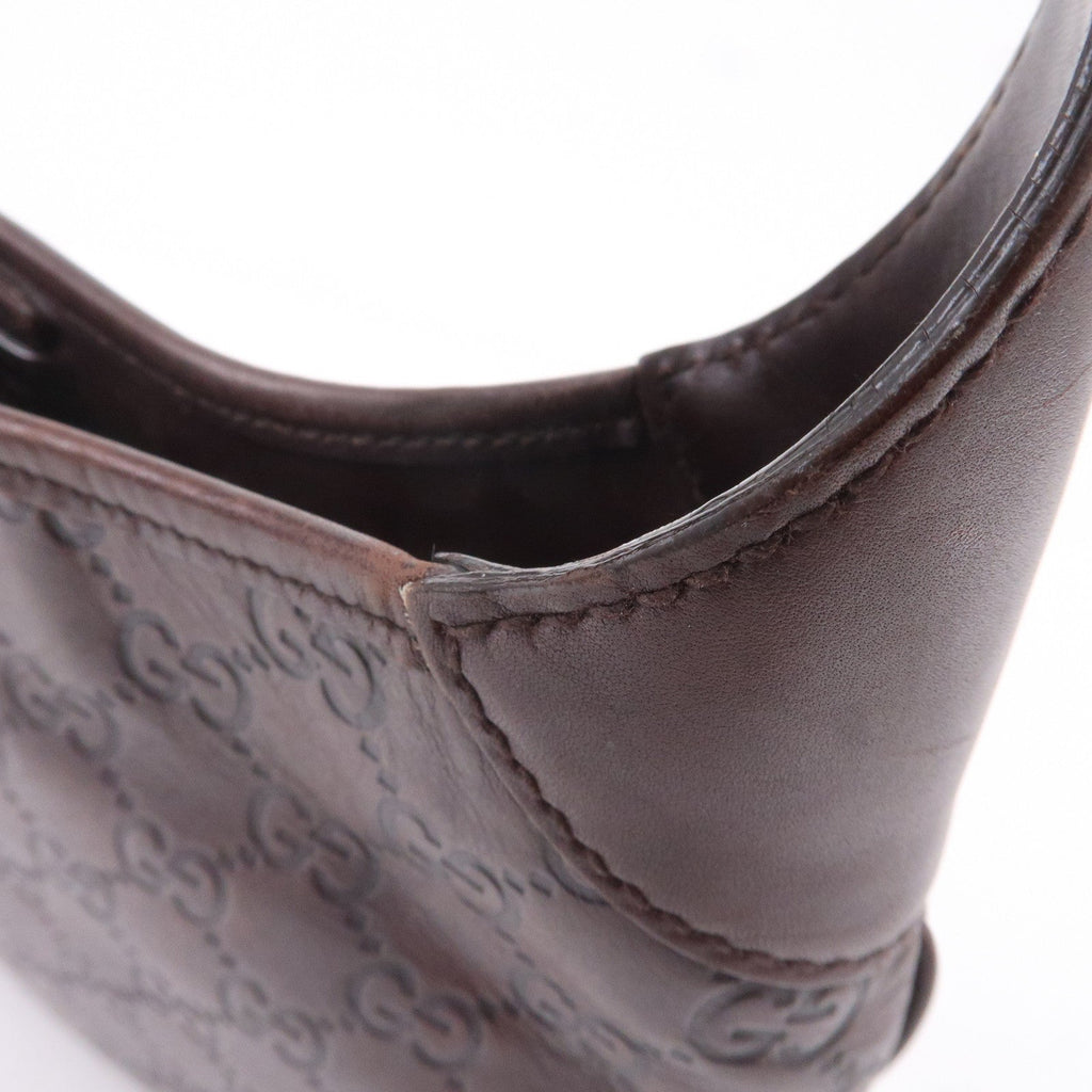 GUCCI Guccissima Leather Shoulder Bag Hand Bag Dark Brown 145778