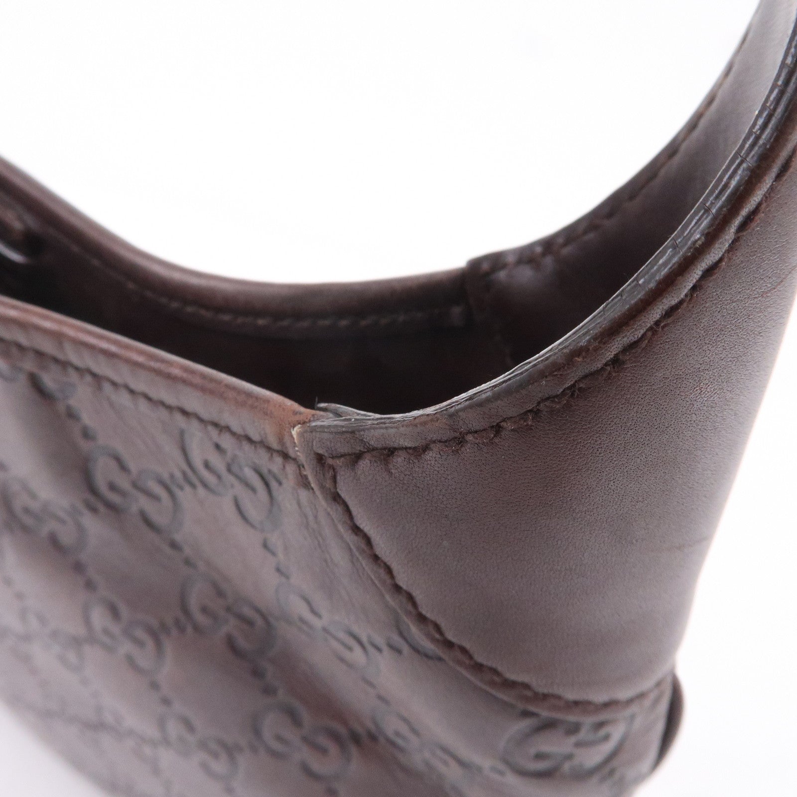 GUCCI Guccissima Leather Shoulder Bag Hand Bag Dark Brown 145778