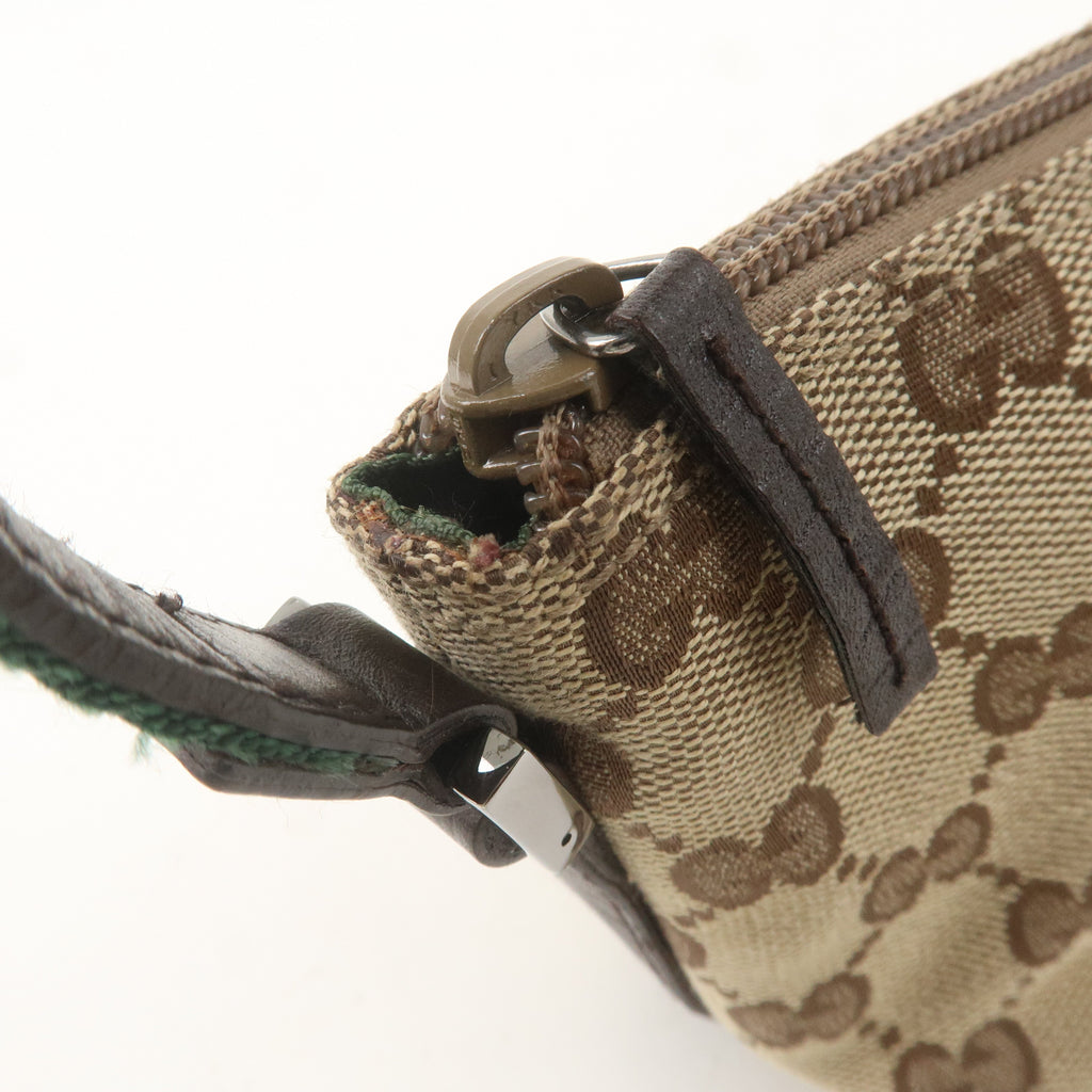 GUCCI Sherry GG Canvas Leather Hand Bag Pouch Beige Brown 141809