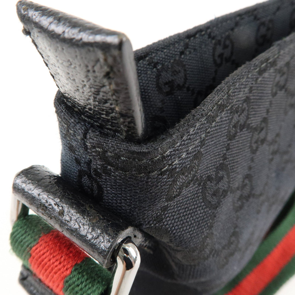 GUCCI Sherry GG Canvas Leather Shoulder Bag Black 189749