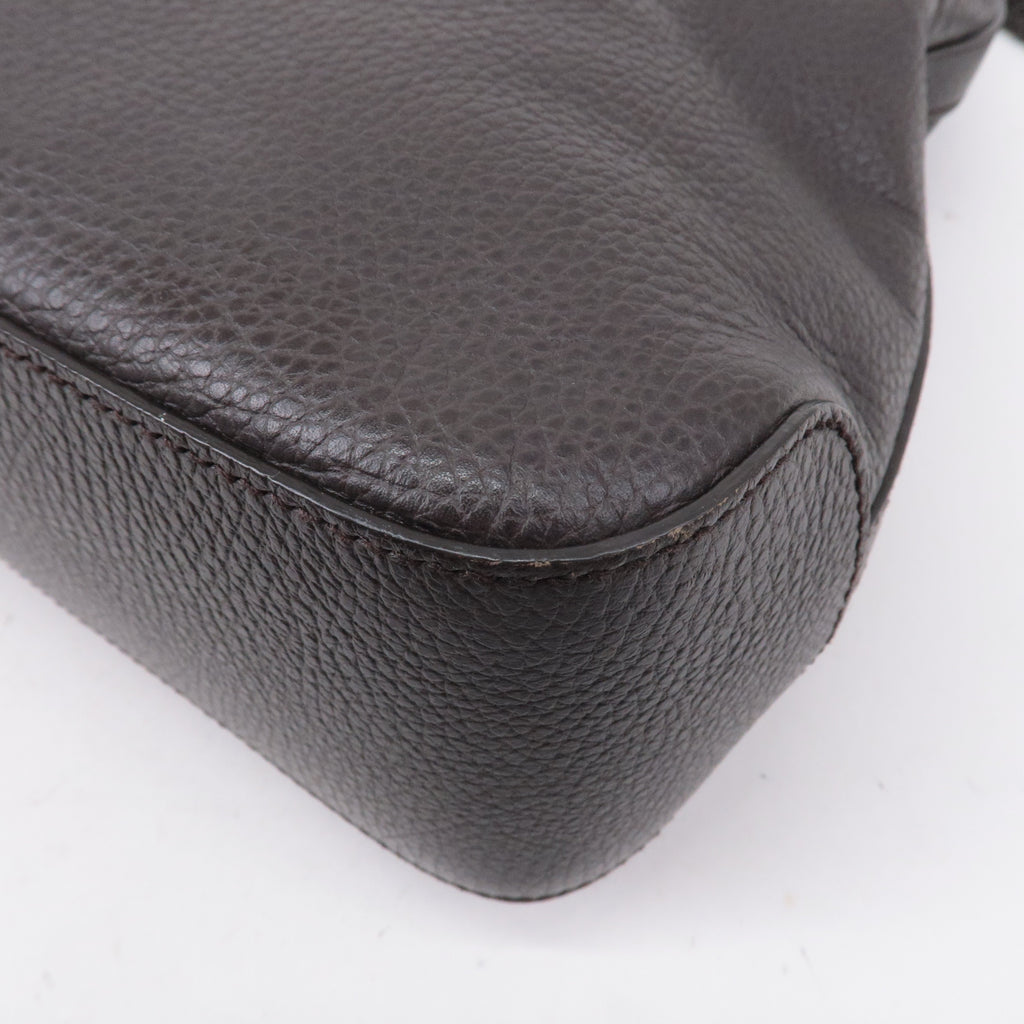 GUCCI Leather Shoulder Bag Hand Bag Dark Brown 336659