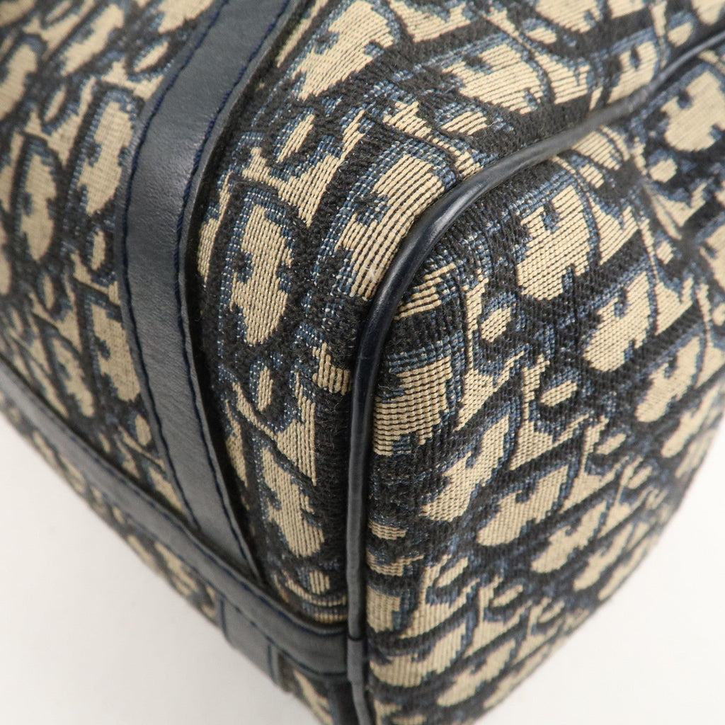 Christian Dior Trotter Canvas Leather Boston Bag Navy