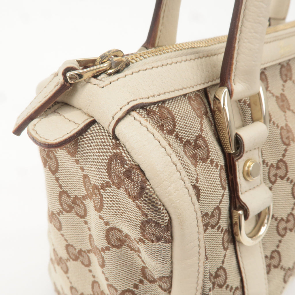 GUCCI Abbey GG Canvas Leather Boston Hand Bag Beige Ivory 130942