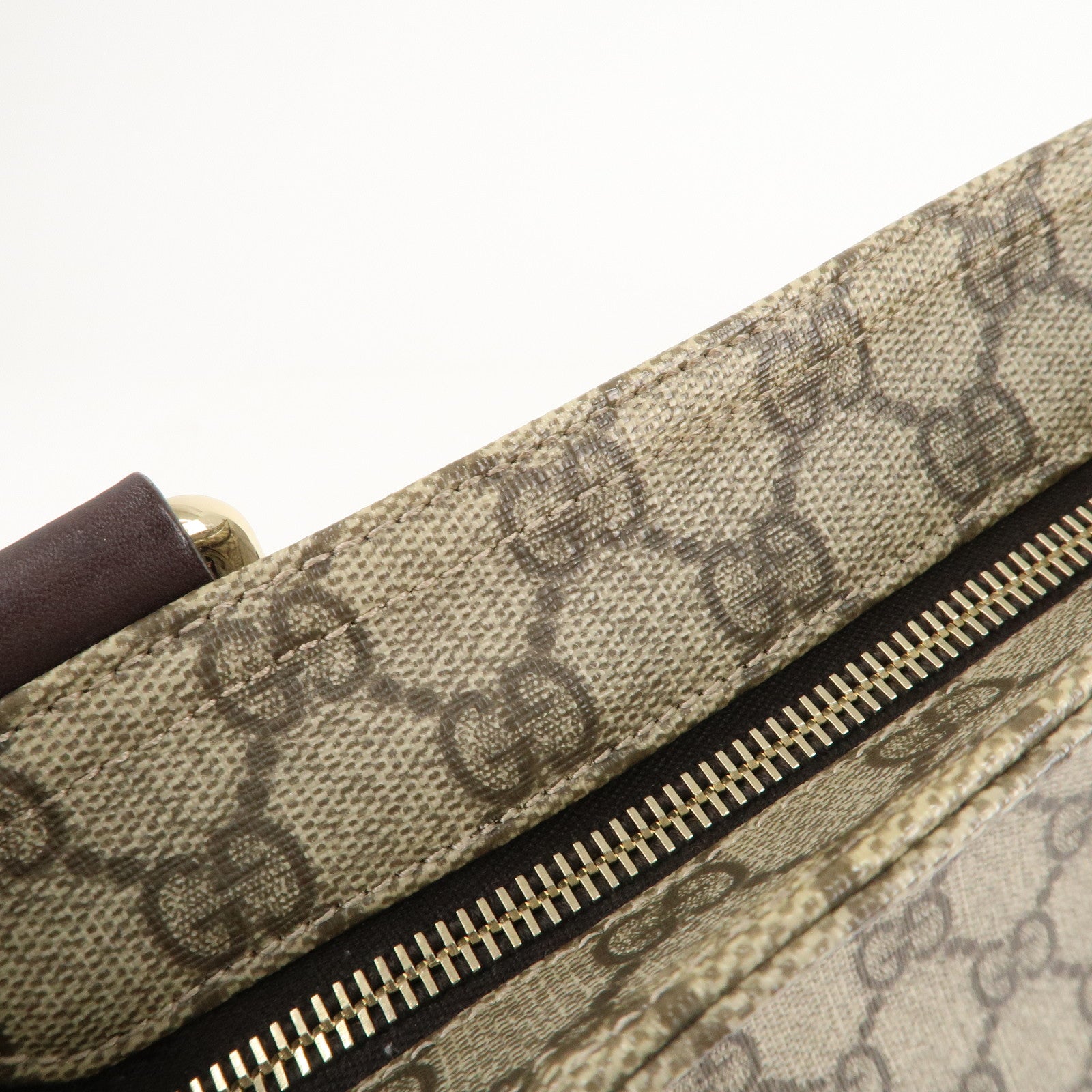 GUCCI GG Supreme Leather Shoulder Bag Beige Brown 201446