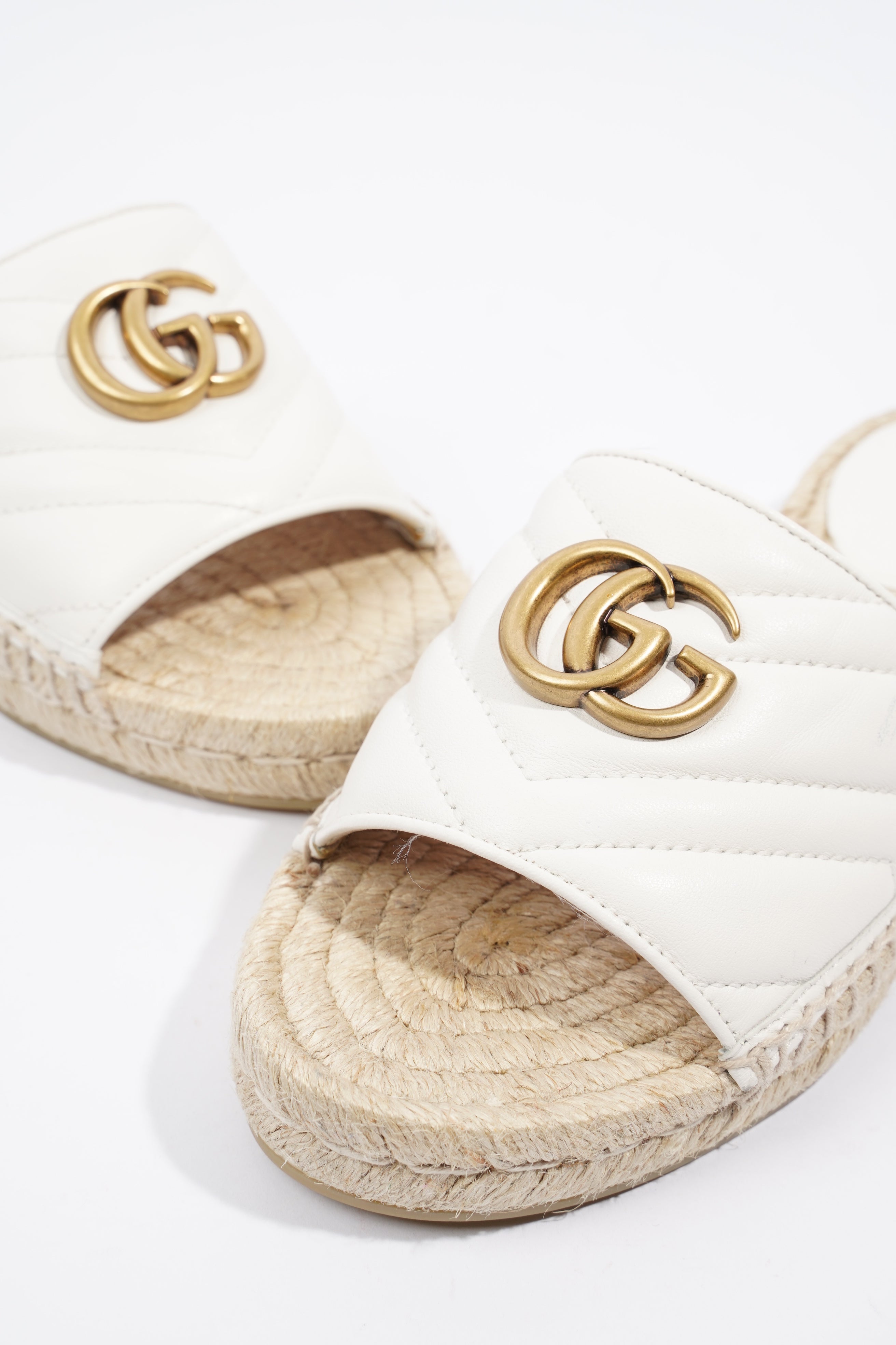 Gucci Marmont Espadrilles White Leather EU 37 UK 4
