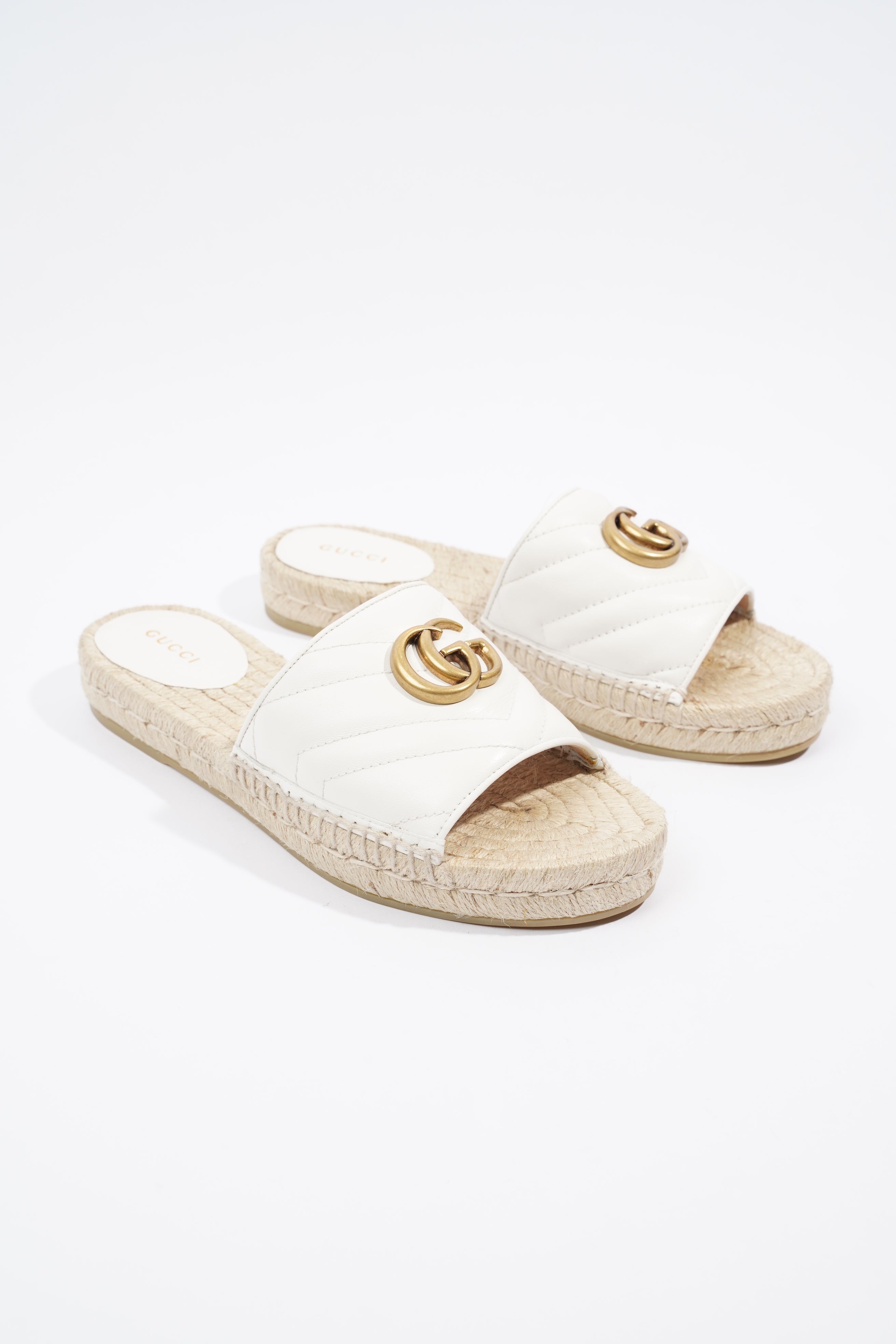 Gucci Marmont Espadrilles White Leather EU 37 UK 4