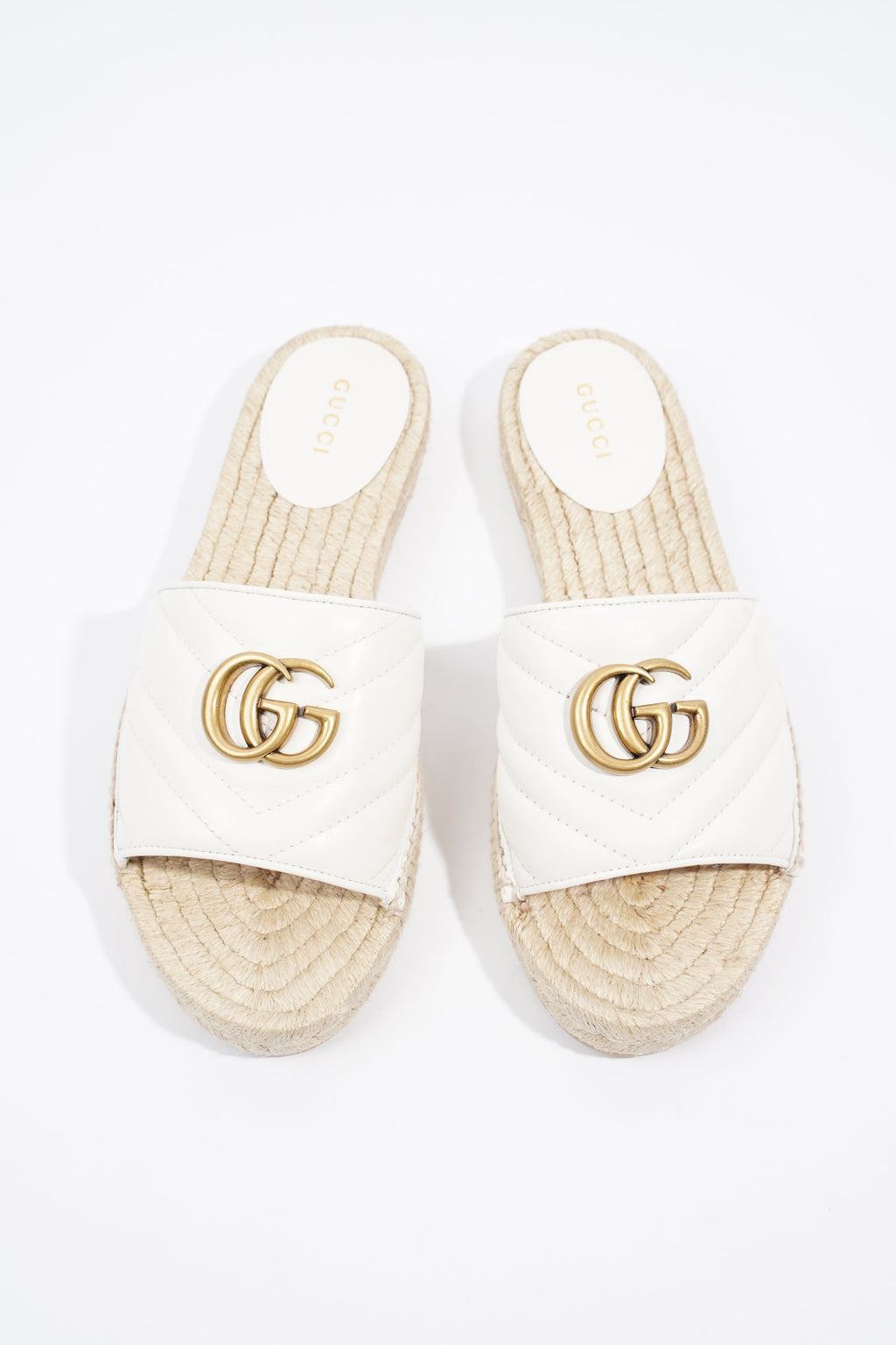 Gucci Marmont Espadrilles White Leather EU 37 UK 4