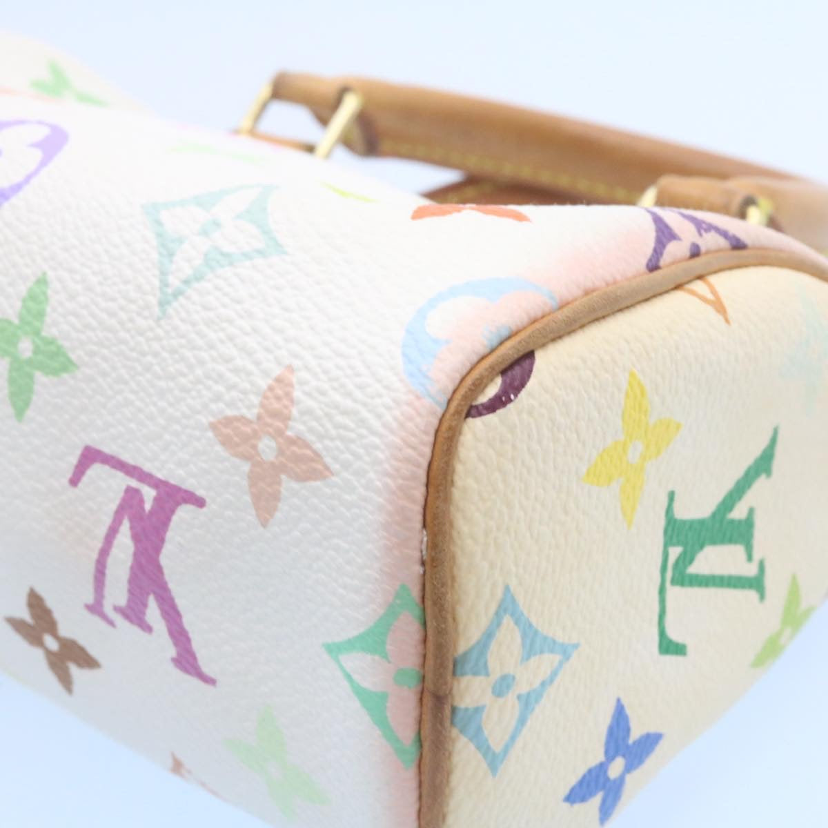 Louis Vuitton White Canvas Mini speedy handbag bag