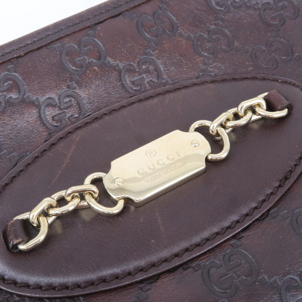 GUCCI Guccissima Leather Shoulder Bag Hand Bag Dark Brown 145778
