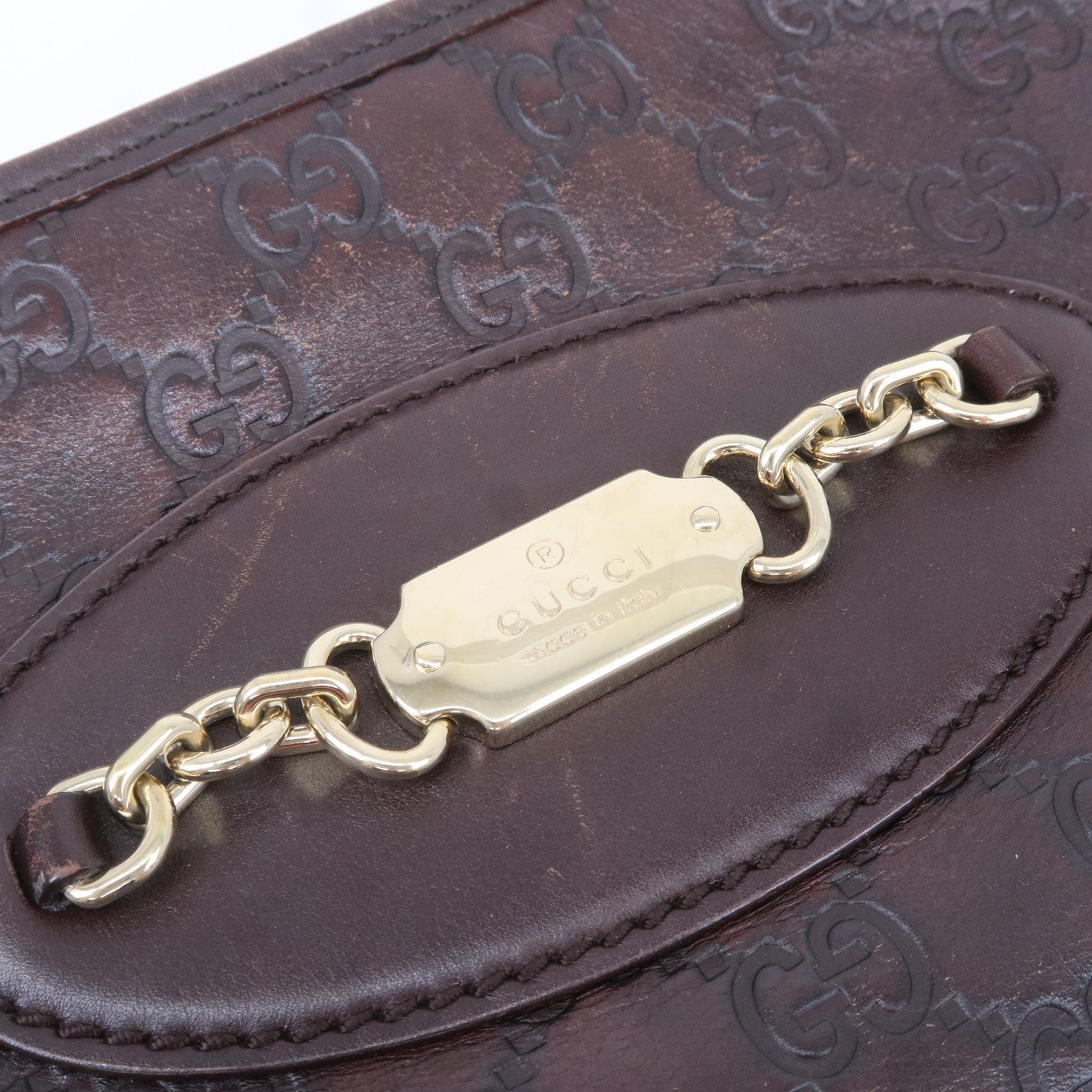 GUCCI Guccissima Leather Shoulder Bag Hand Bag Dark Brown 145778