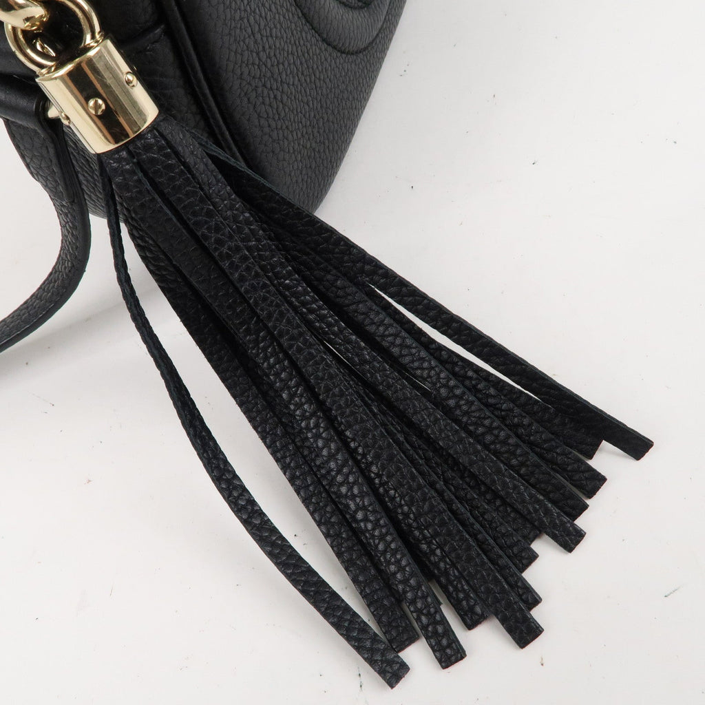 GUCCI SOHO Small Disco Leather Shoulder Bag Black 308364