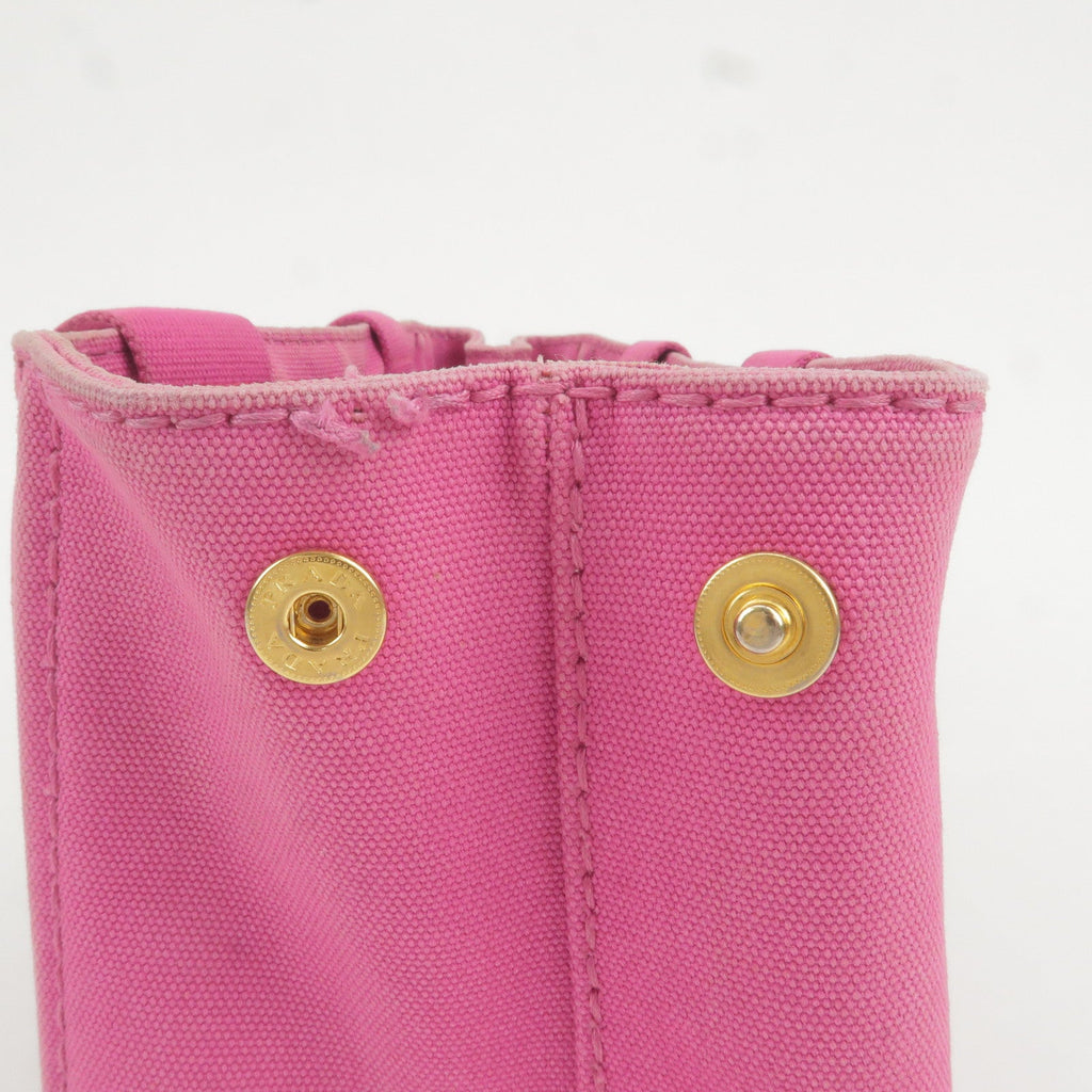 Prada Logo Canapa Mini Canvas Hand Bag Tote Bag Pink