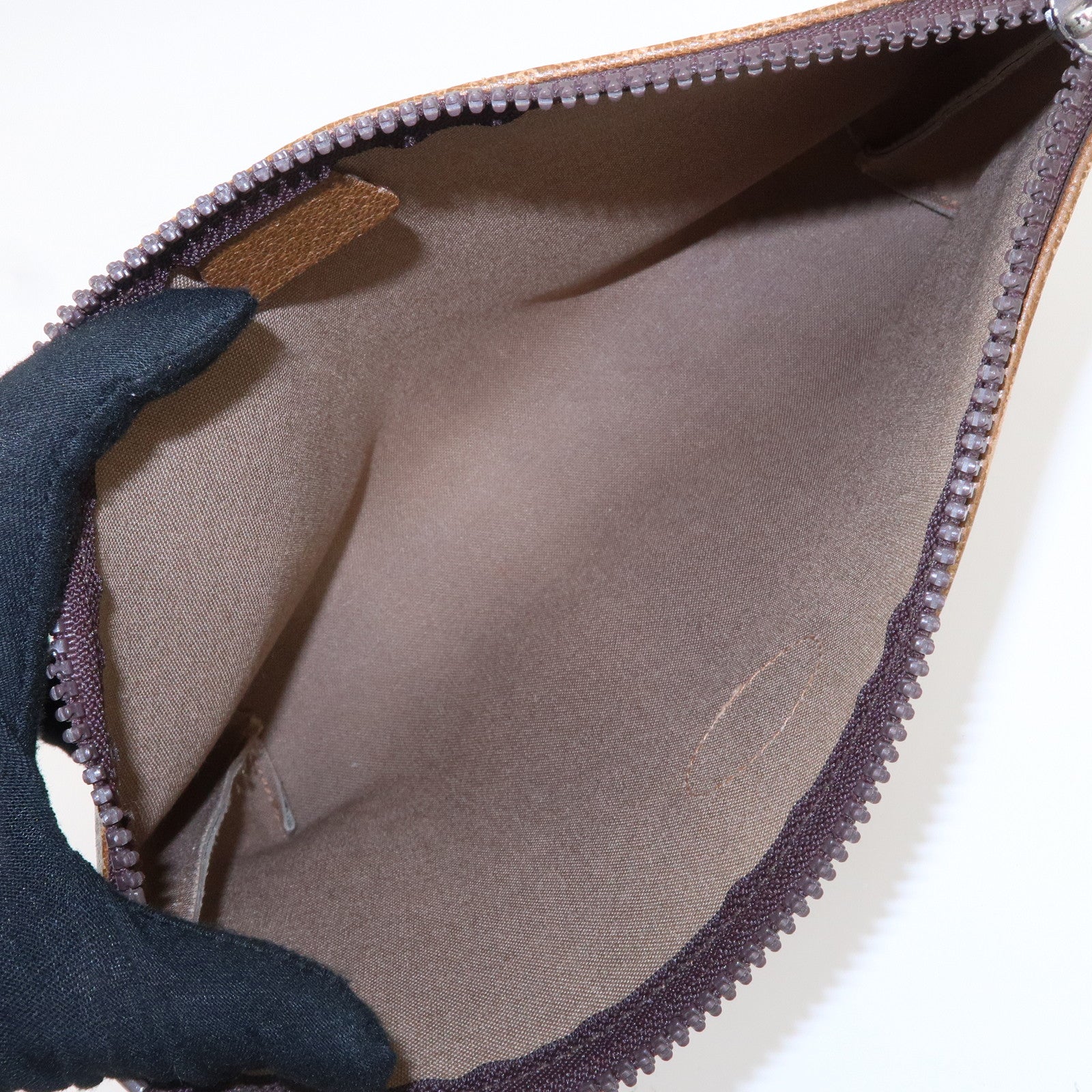 GUCCI Set of 3 Old Gucci Leather Second Bag Pouch Beige Brown
