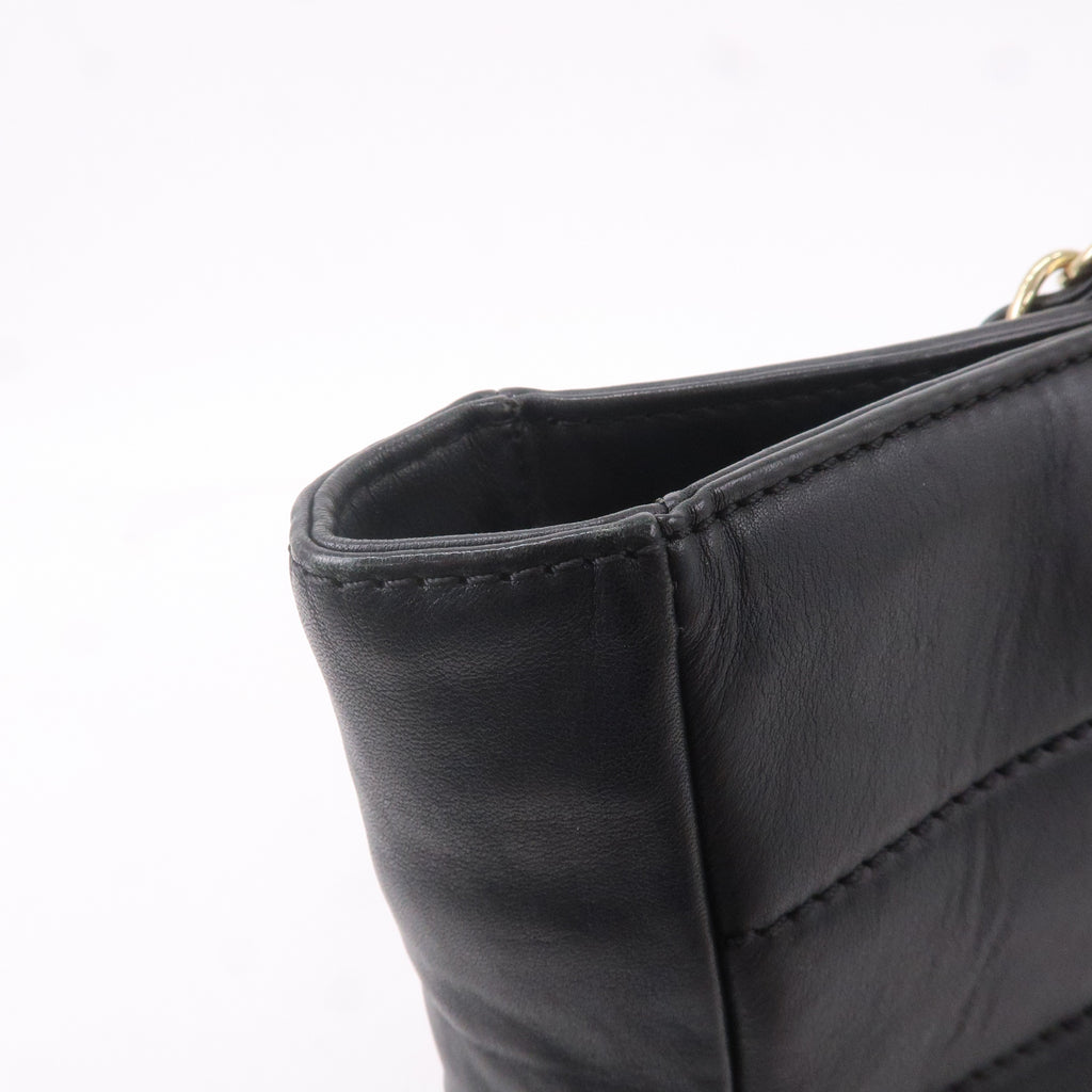 CHANEL Chocolate Bar Lamb Skin Chain Tote Bag Black A17859