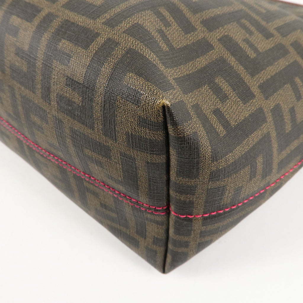 FENDI Zucca Logo Print PVC Tote Bag Brown Black Pink 8BH198