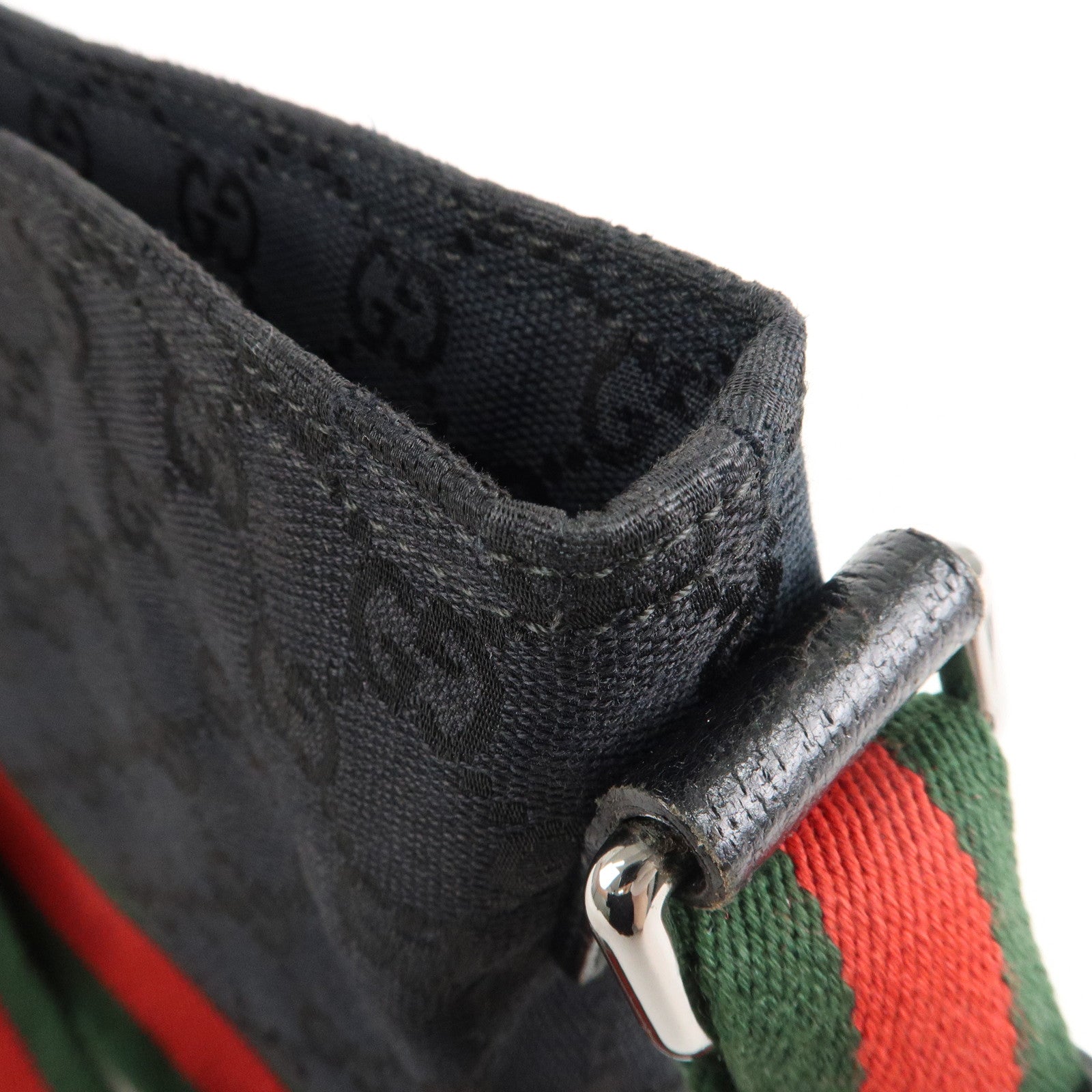 GUCCI Sherry GG Canvas Leather Shoulder Bag Black 189749