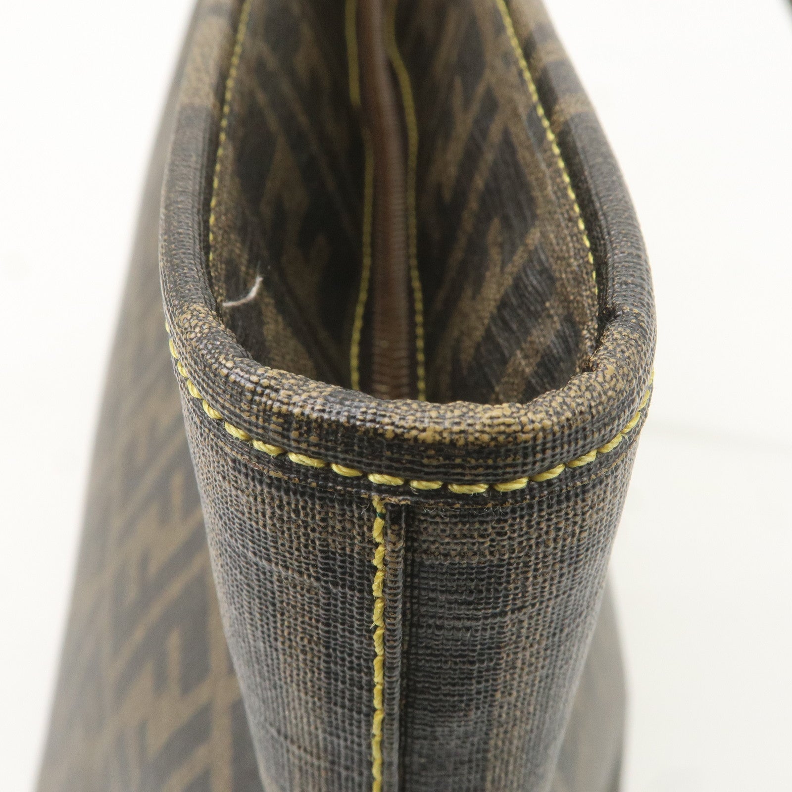 FENDI Zucca PVC Tote Bag Khaki Black Yellow 8BH185