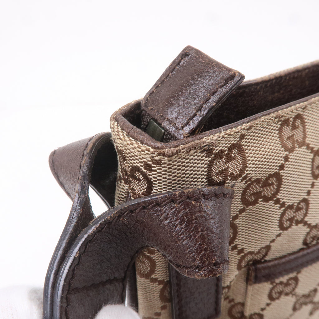 GUCCI GG Canvas Leather Shoulder Bag Beige Brown 122793