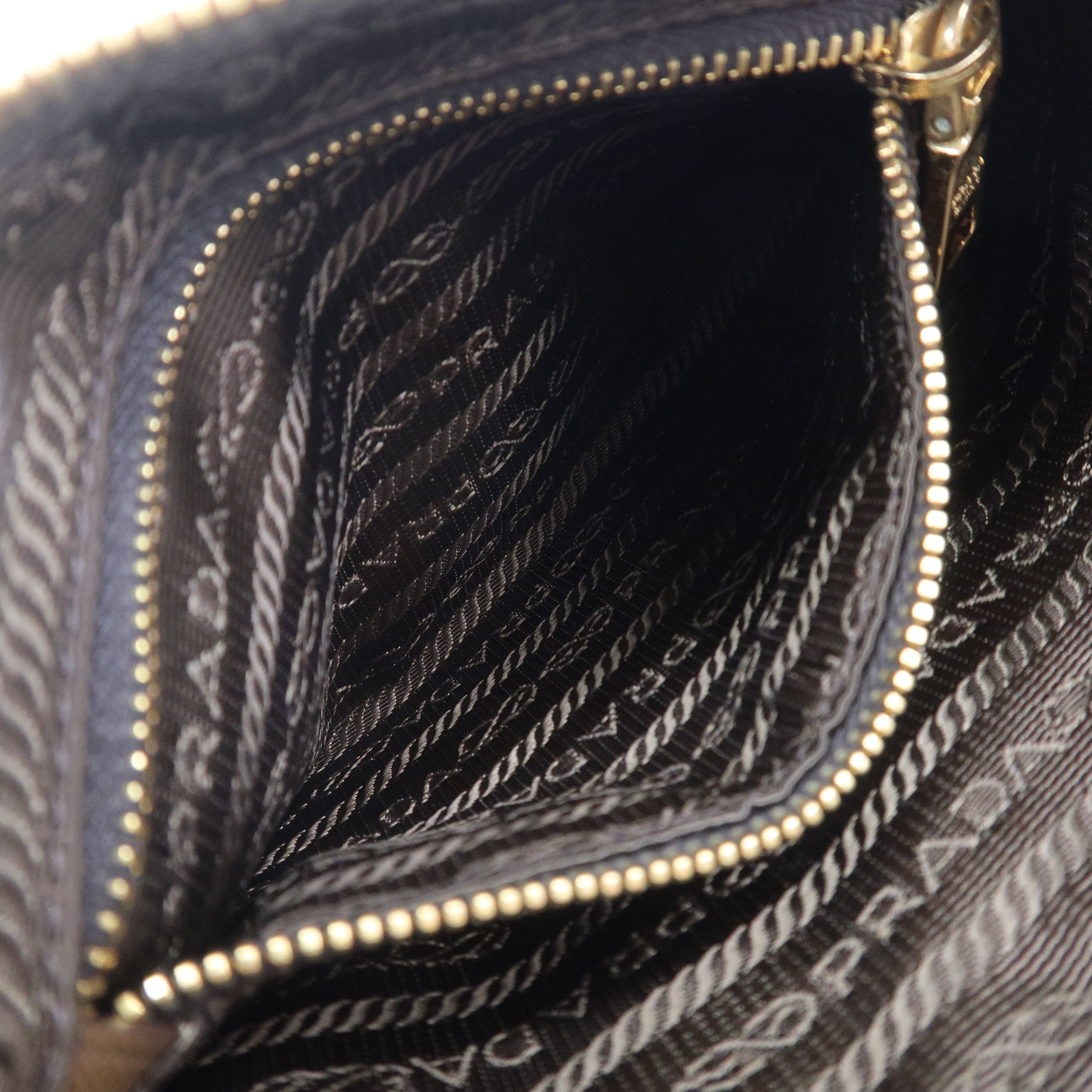 Prada Logo Nylon Leather Clutch Bag Pouch Brown
