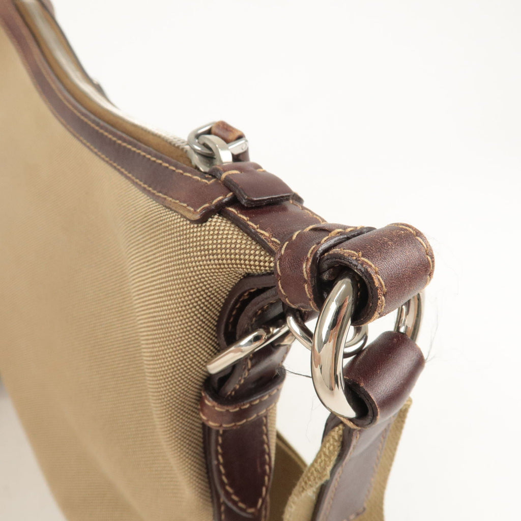 Prada Logo Jacquard Leather Shoulder Bag Beige Brown BT0533