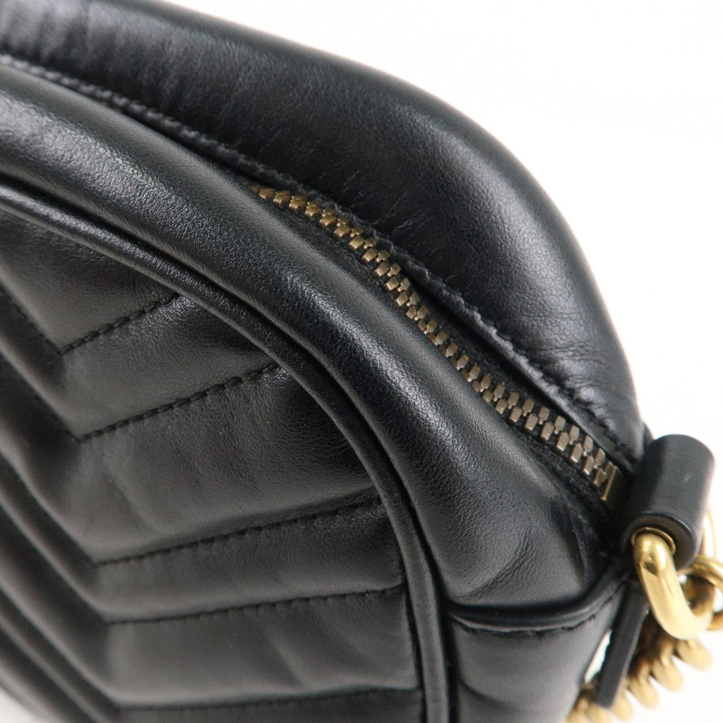 GUCCI GG Marmont Leather Chain Shoulder Bag Crossbody Black 447632