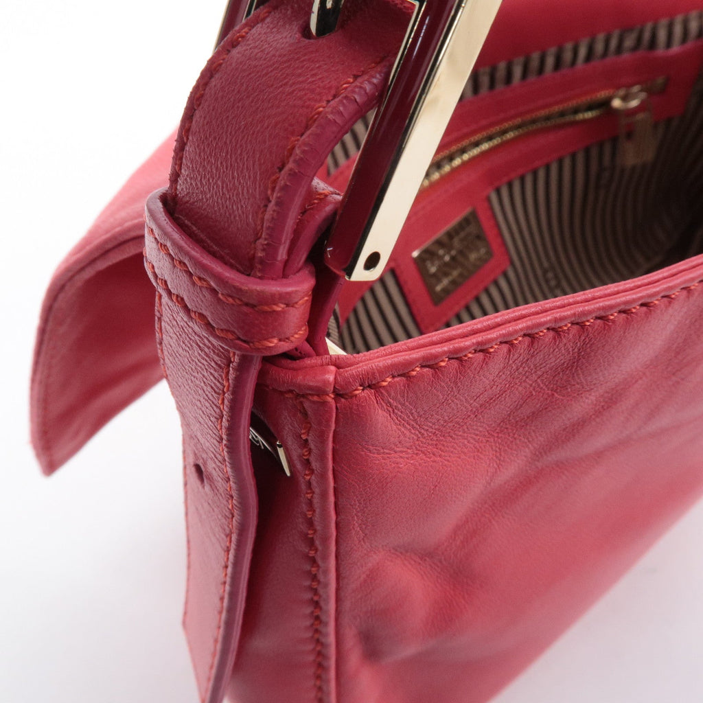 FENDI Mamma Baguette Leather Hand Bag Shoulder Bag Pink 8BR600