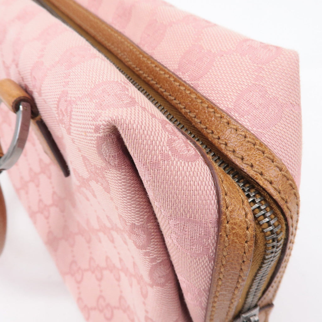 GUCCI GG Canvas Leather Mini Boston Bag Hand Bag Pink 113009
