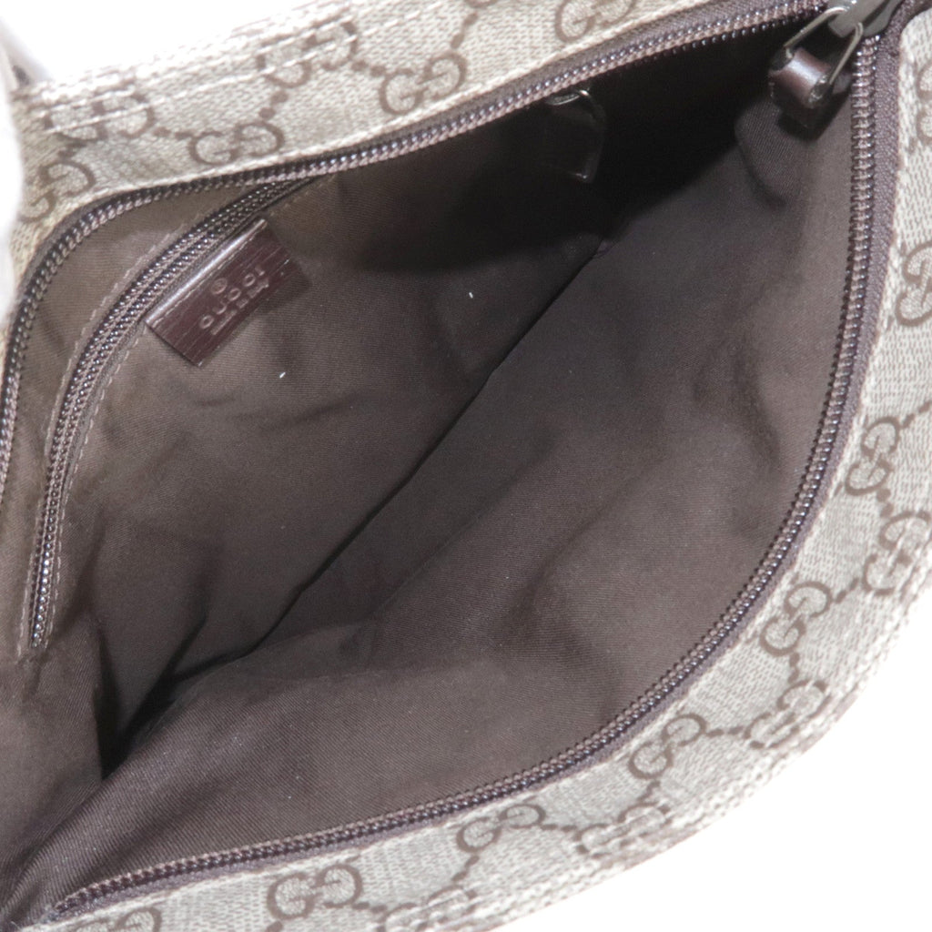 GUCCI GG Supreme Leather Shoulder Bag Beige Brown 141626