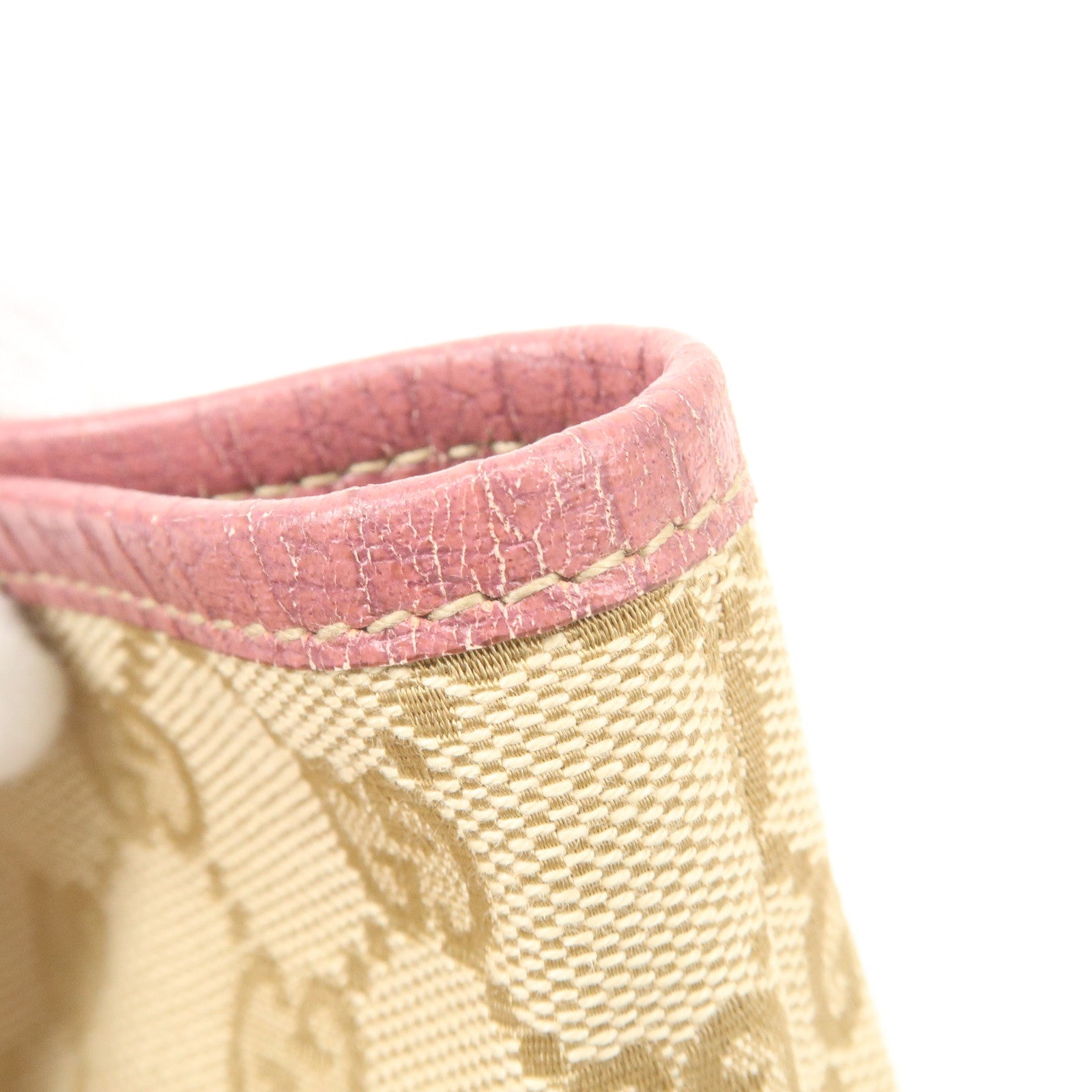 GUCCI Sherry GG Canvas Leather Shoulder Tote Bag Beige Pink 137396