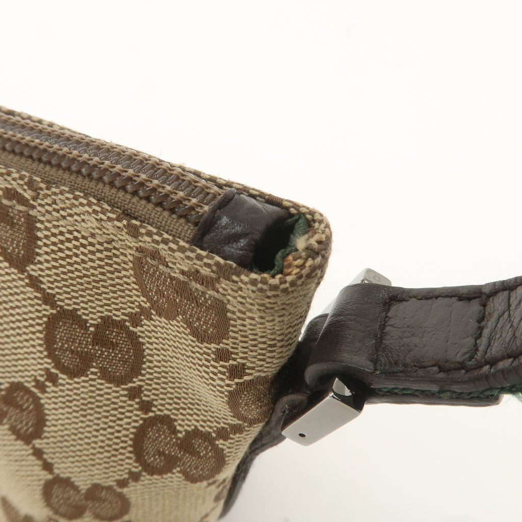 GUCCI Sherry GG Canvas Leather Hand Bag Pouch Beige Brown 141809