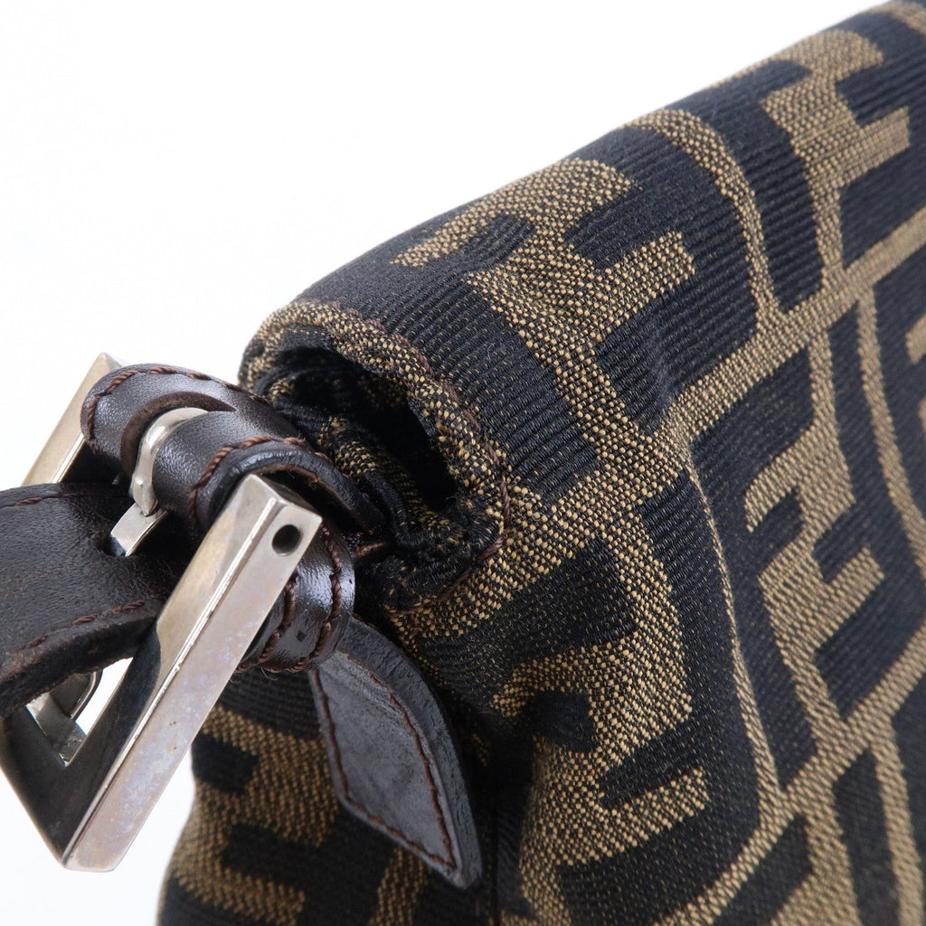FENDI Zucca Mamma Baguette Canvas Leather Shoulder Bag 26325