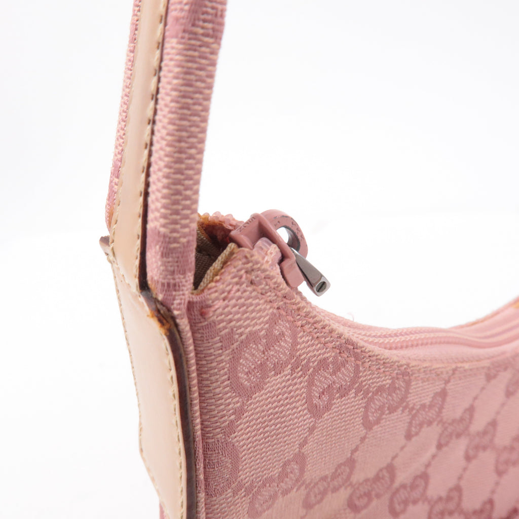 GUCCI GG Canvas Leather Shoulder Bag Hand Bag Pink 001・3386