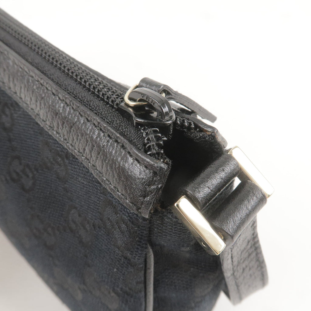 GUCCI Abbey GG Canvas Leather Hand Bag Pouch Black 645093