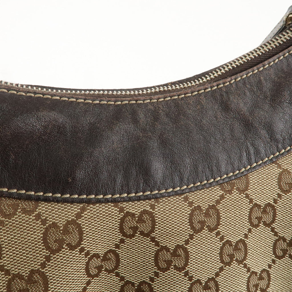 GUCCI Abbey GG Canvas Leather Shoulder Bag Beige Gold 189833