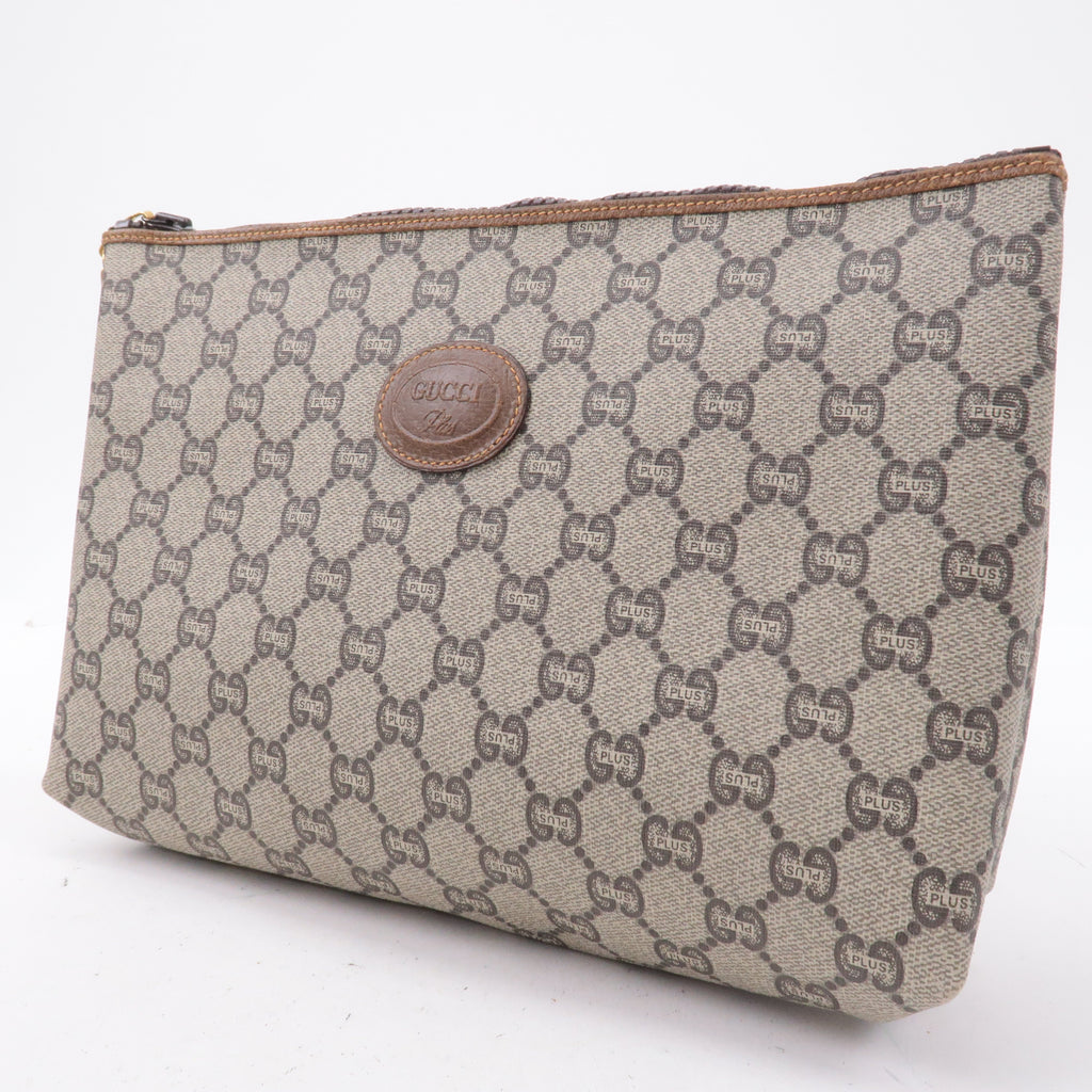 GUCCI Set of 2 Old Gucci GG Plus Leather Clutch Bag Beige Brown