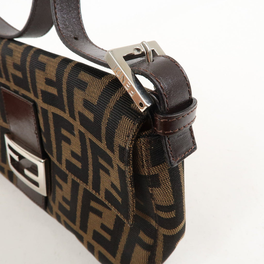 FENDI Zucca Mamma Baguette Canvas Leather Shoulder Bag 26424
