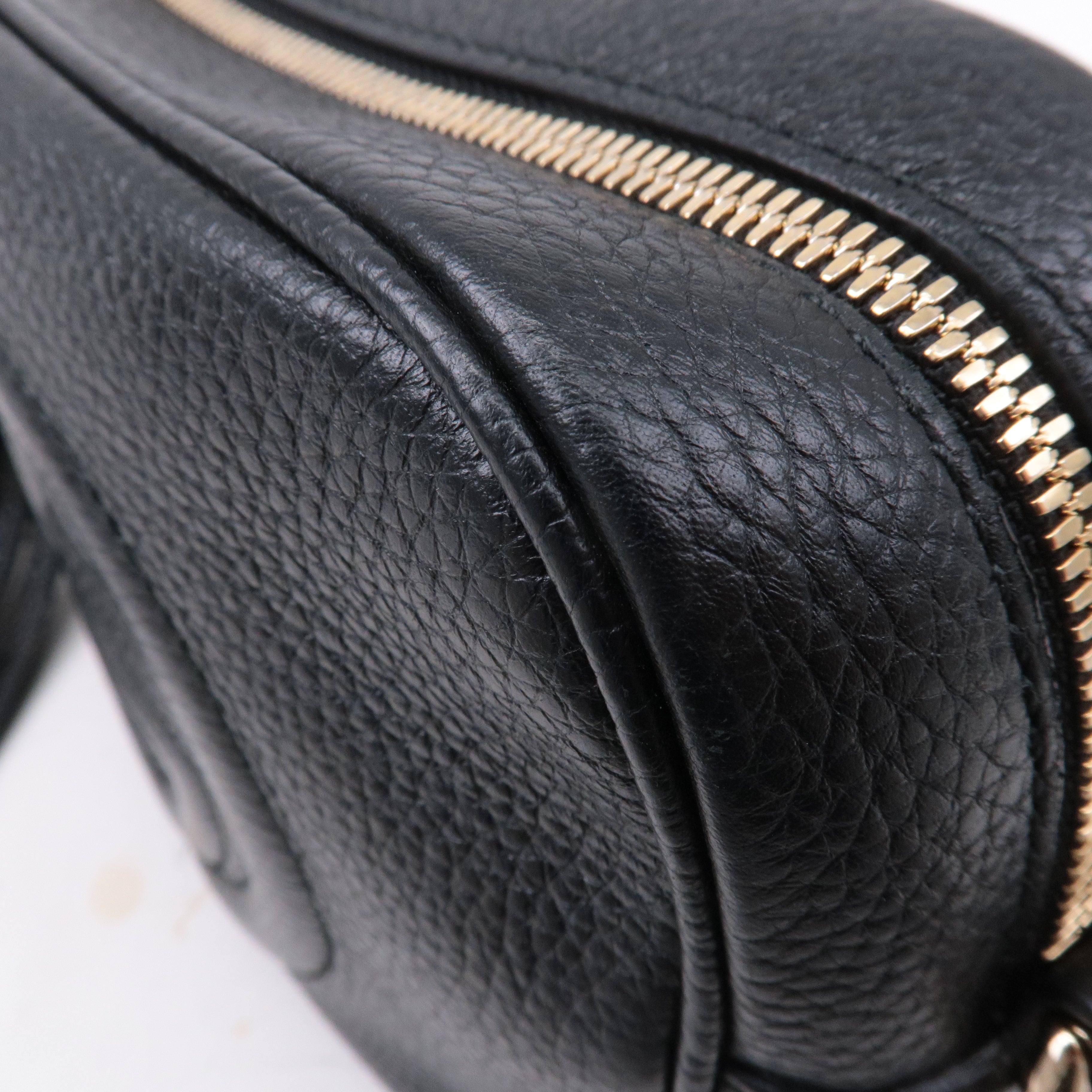 GUCCI SOHO Small Disco Leather Shoulder Bag Black 308364
