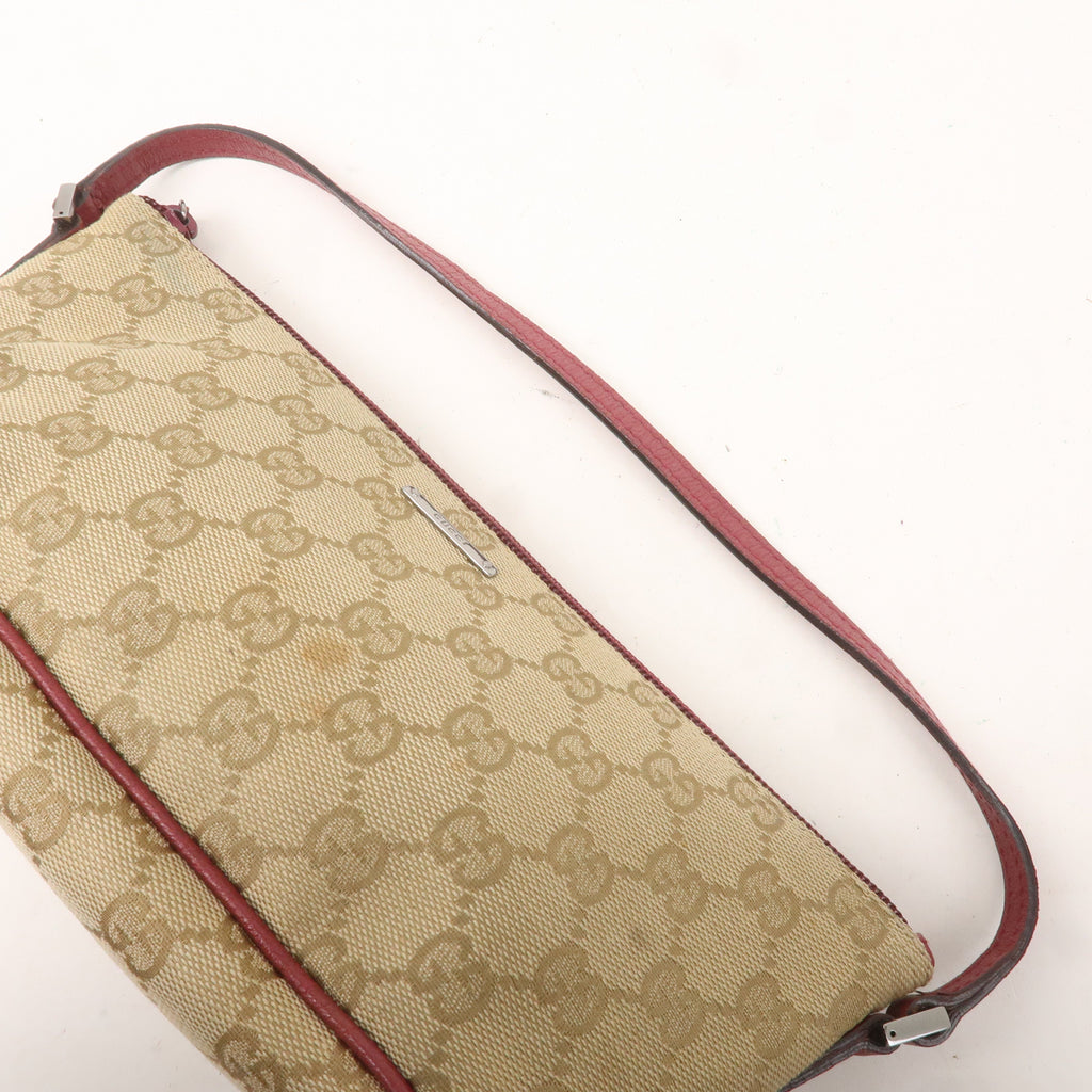 GUCCI Boat Bag Set of 2 GG Canvas Leather Hand Bag 07198 190393