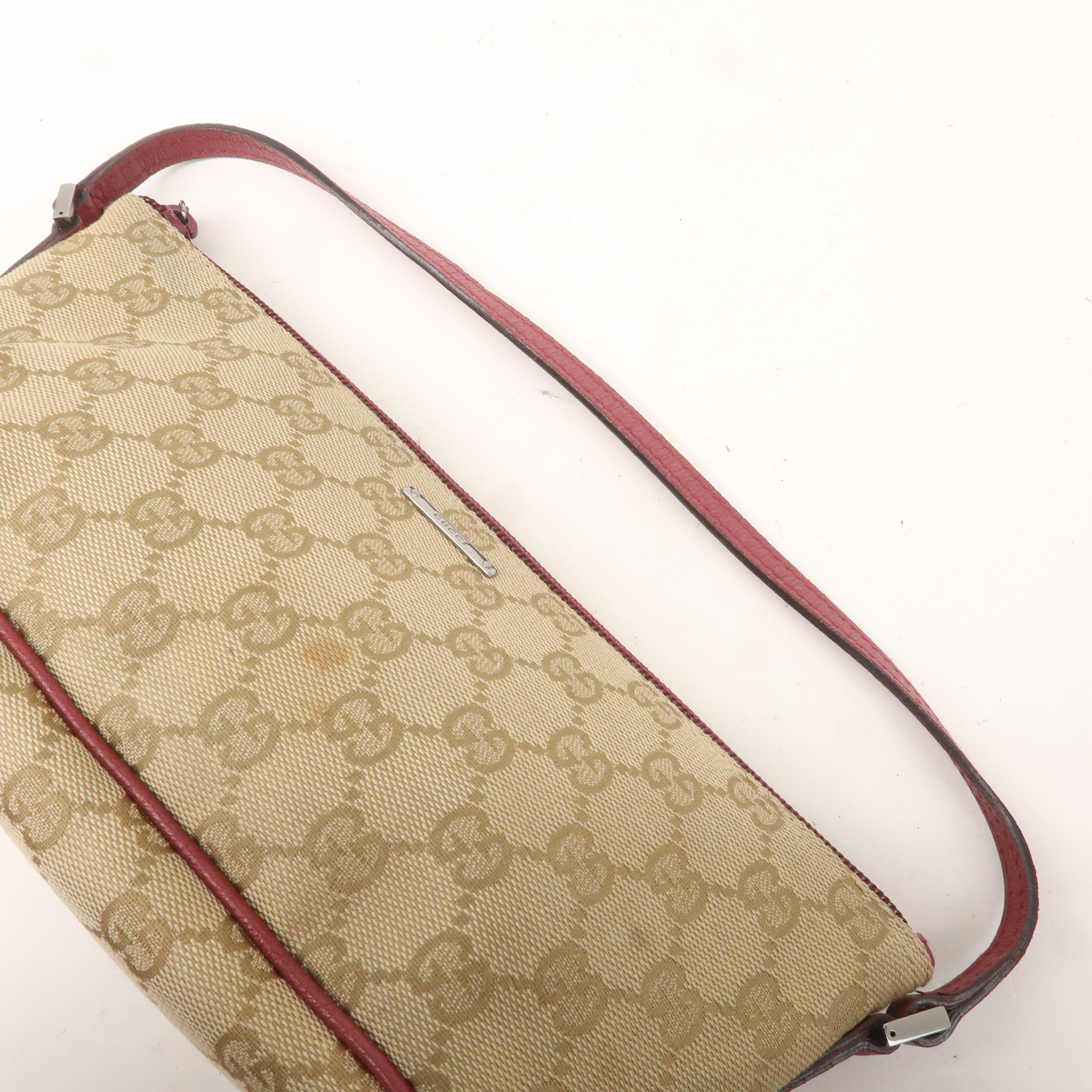 GUCCI Boat Bag Set of 2 GG Canvas Leather Hand Bag 07198 190393