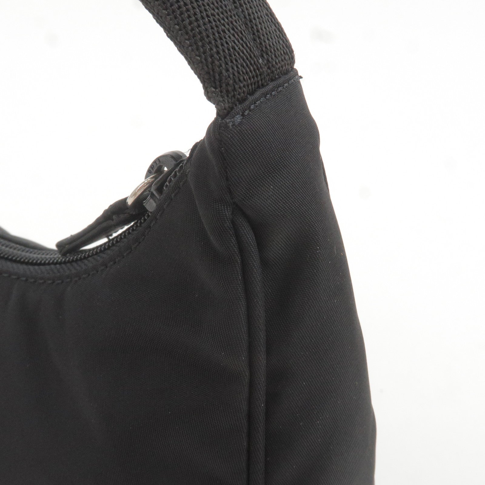 Prada Logo Nylon Hand Bag Pouch Purse NERO Black