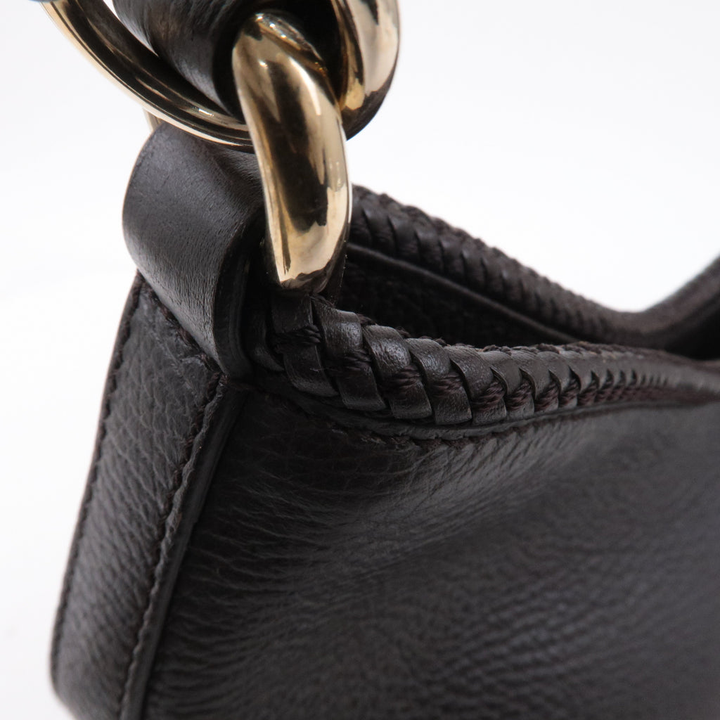 GUCCI Leather Shoulder Bag Hand Bag Dark Brown 336659