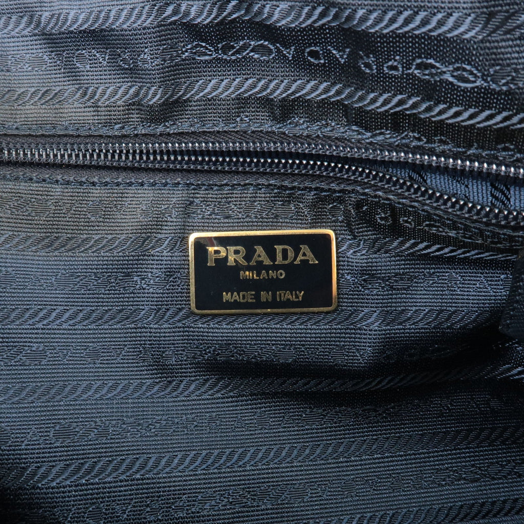Prada Logo Leather Clutch Bag Pouch Purse Navy