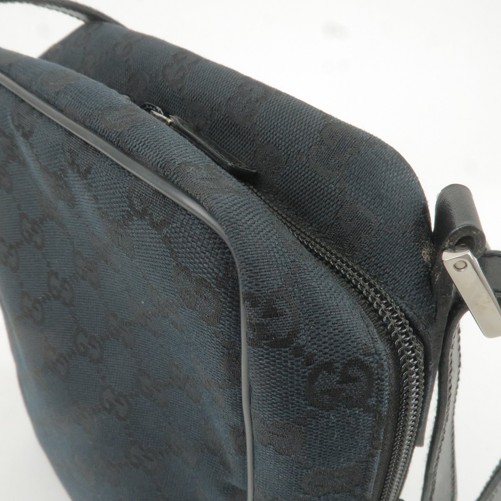 GUCCI GG Canvas Leather Shoulder Bag Hand Bag Black 018 1612