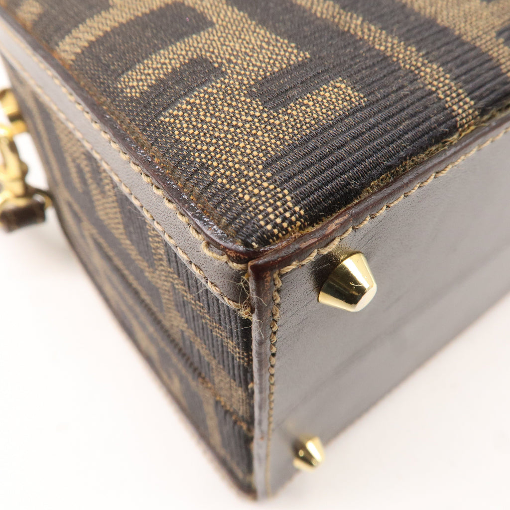 FENDI Zucca Canvas Leather 2WAY Handbag Shoulder Bag