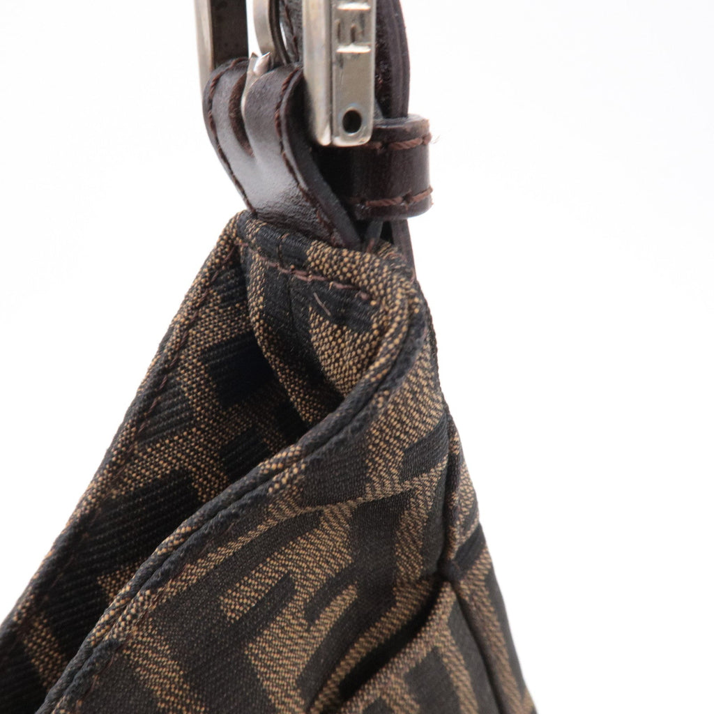 FENDI Zucca Canvas Leather Shoulder Bag Brown Black 26569