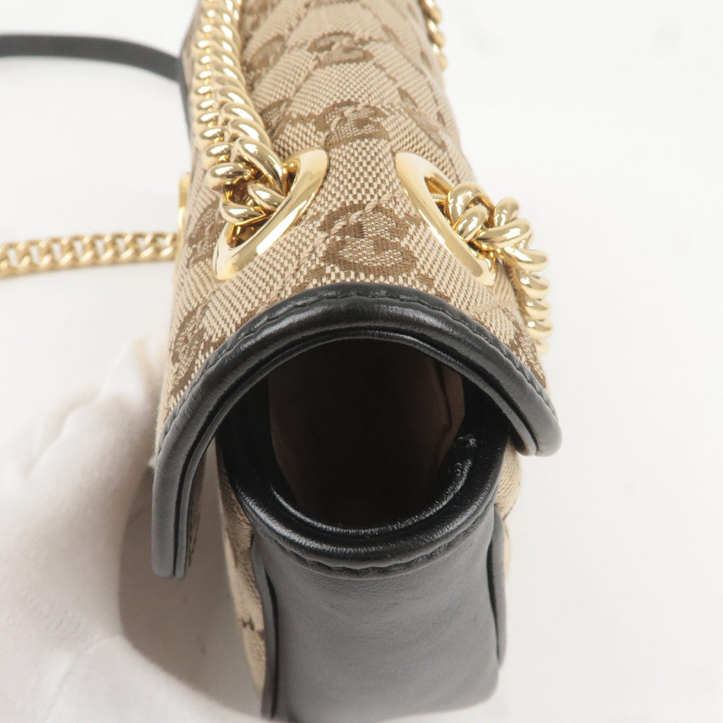 GUCCI GG Marmont GG Canvas Leather Chain Shoulder Bag 446744