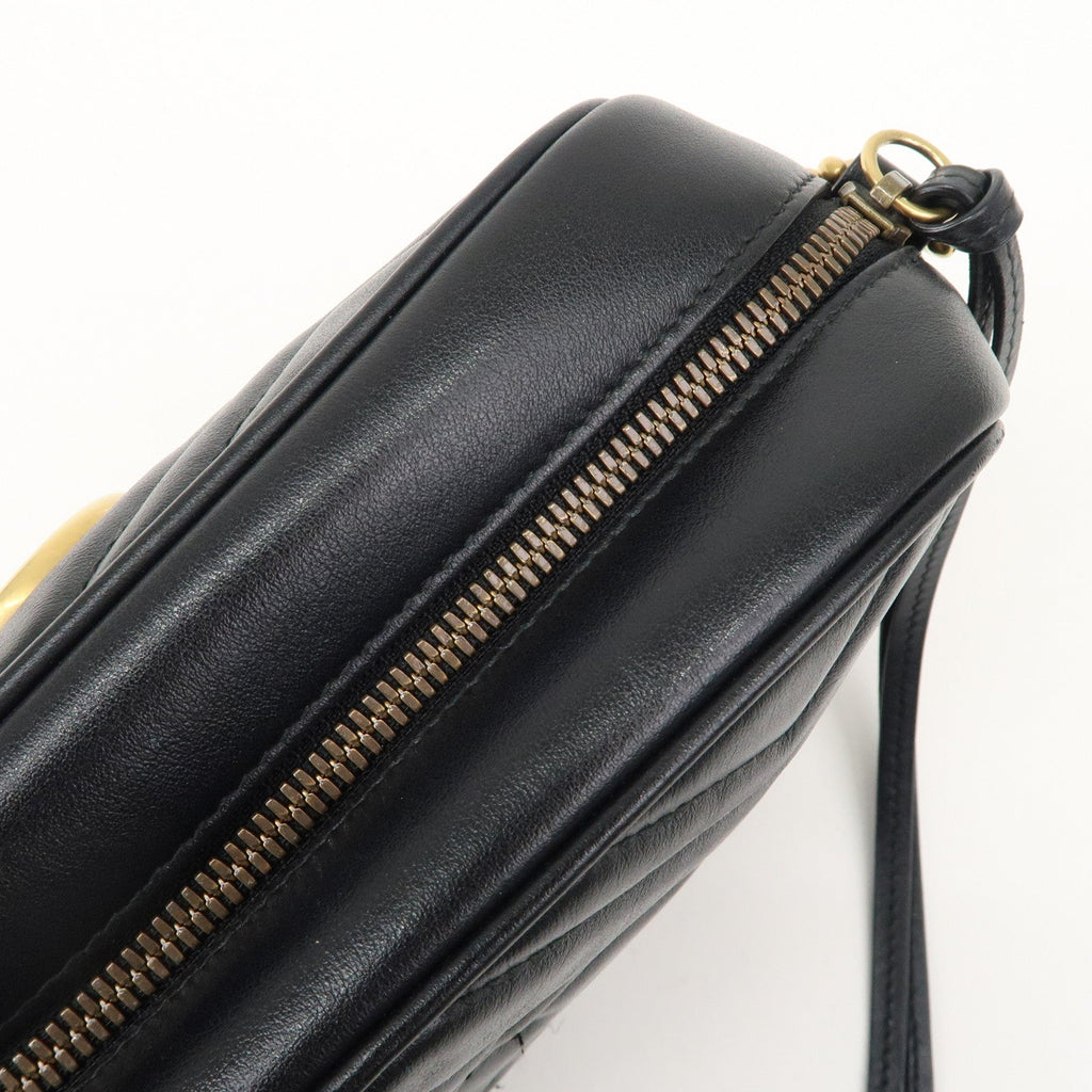 GUCCI GG Marmont Leather Chain Shoulder Bag Black 447632