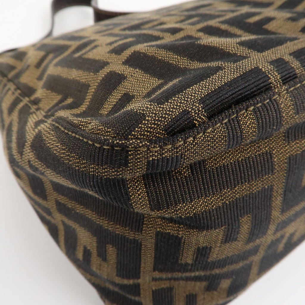 FENDI Mamma Baguette Zucca Canvas Leather Shoulder Bag 26325