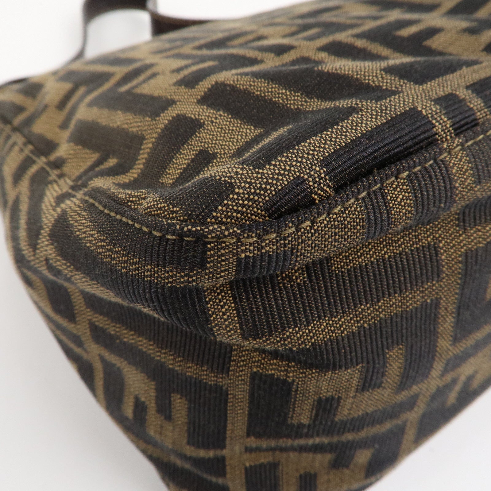 FENDI Mamma Baguette Zucca Canvas Leather Shoulder Bag 26325