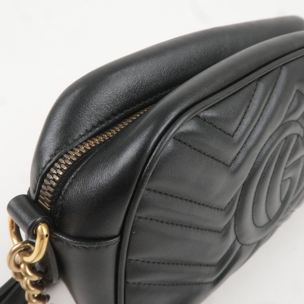 GUCCI GG Marmont Leather Chain Shoulder Bag Black 447632